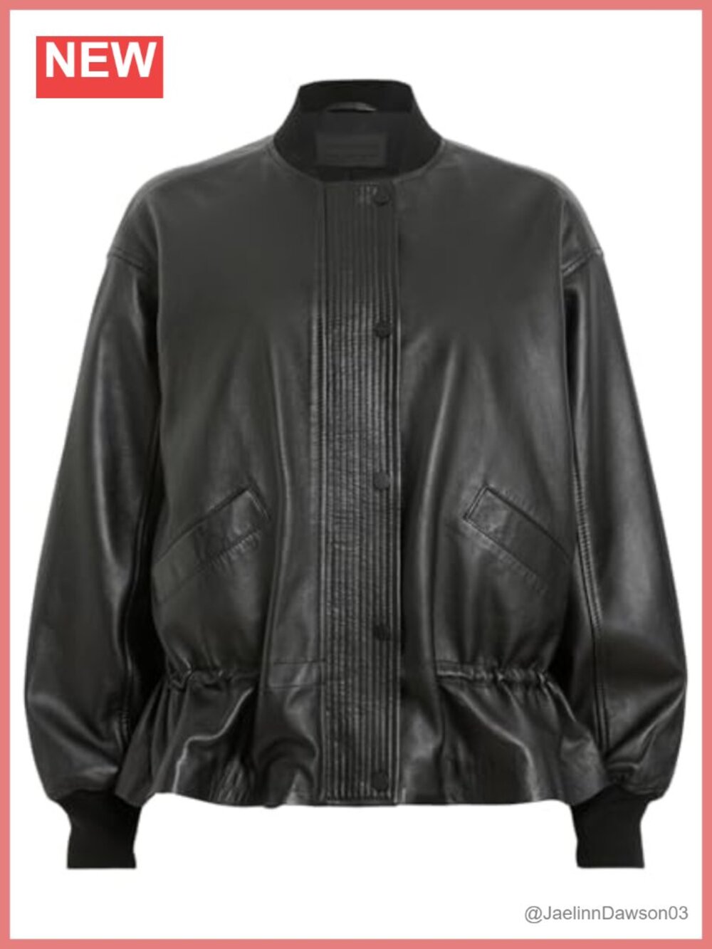 Leather Bomber Jacket Long Sleeve Aviator Classic Fit Band Collar